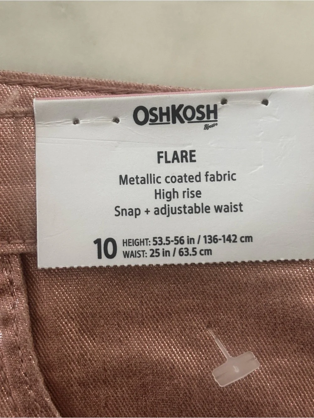 OshKosh B'gosh Pink Rose Metallic Pants Sz 10 NWT